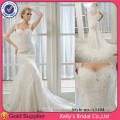 High class quality shoulder strap design & appliqued lace zhenyuan mermaid wedding dress